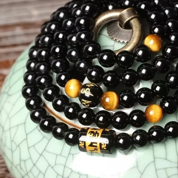 Natural Brazilian onyx and tigers eye Meditation Mala necklace/bracelet - Picture 4 of 4